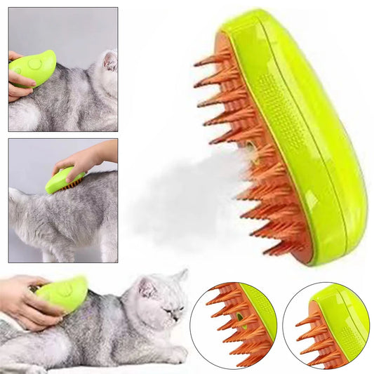 3-in-1 Cat Steamy Brush – Grooming, Massaging &amp; Cleaning in One!