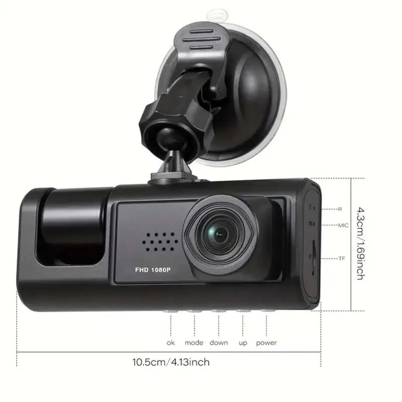 Baideluo™ 1080P Dash Cam with Night Vision &amp; Triple Lens DVR Recorder