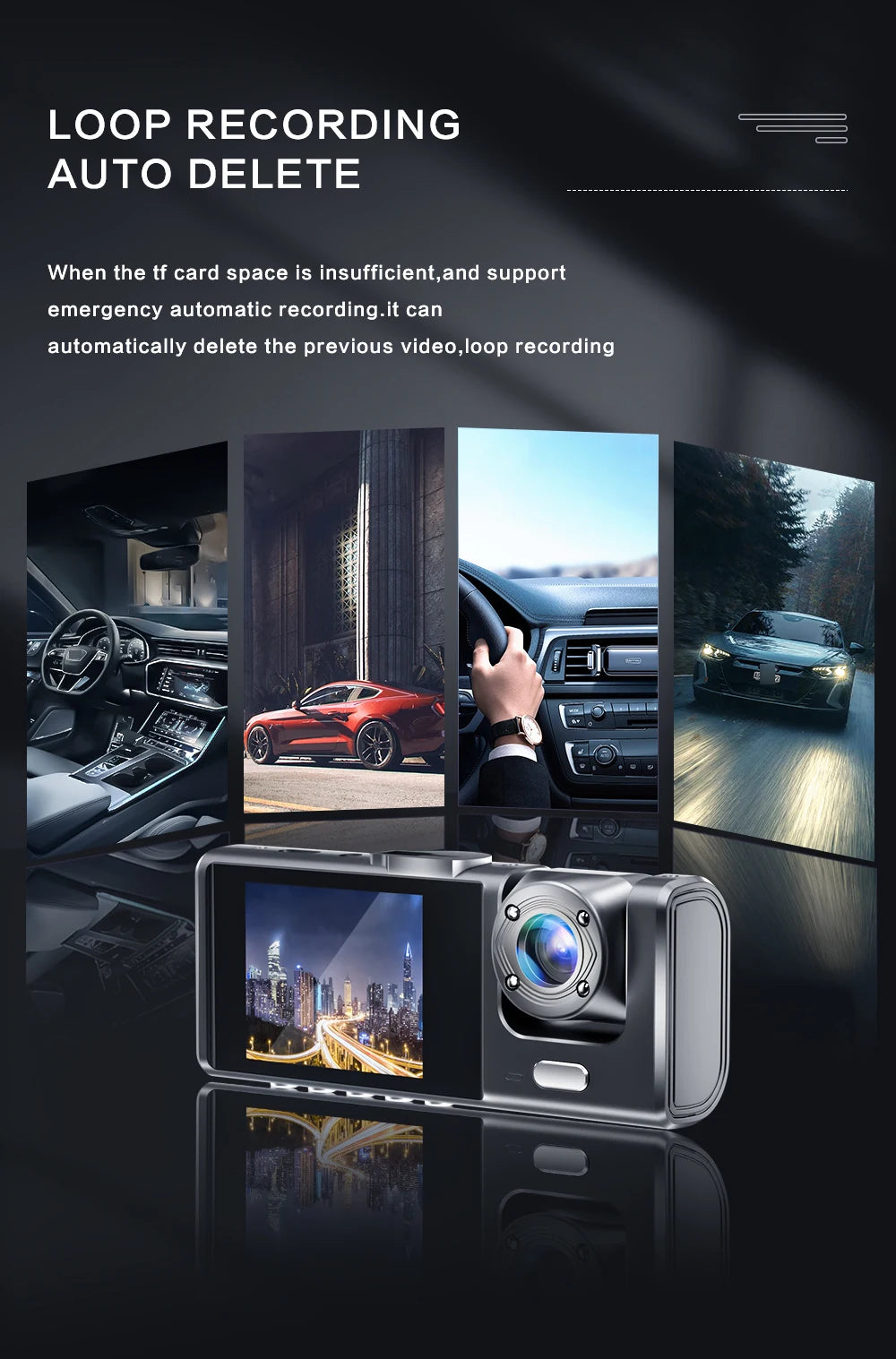 Baideluo™ 1080P Dash Cam with Night Vision &amp; Triple Lens DVR Recorder